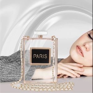 Acrylic Paris Perfume Shaped Bag Purses Evening Bags Vintage Banquet Handbag NEW